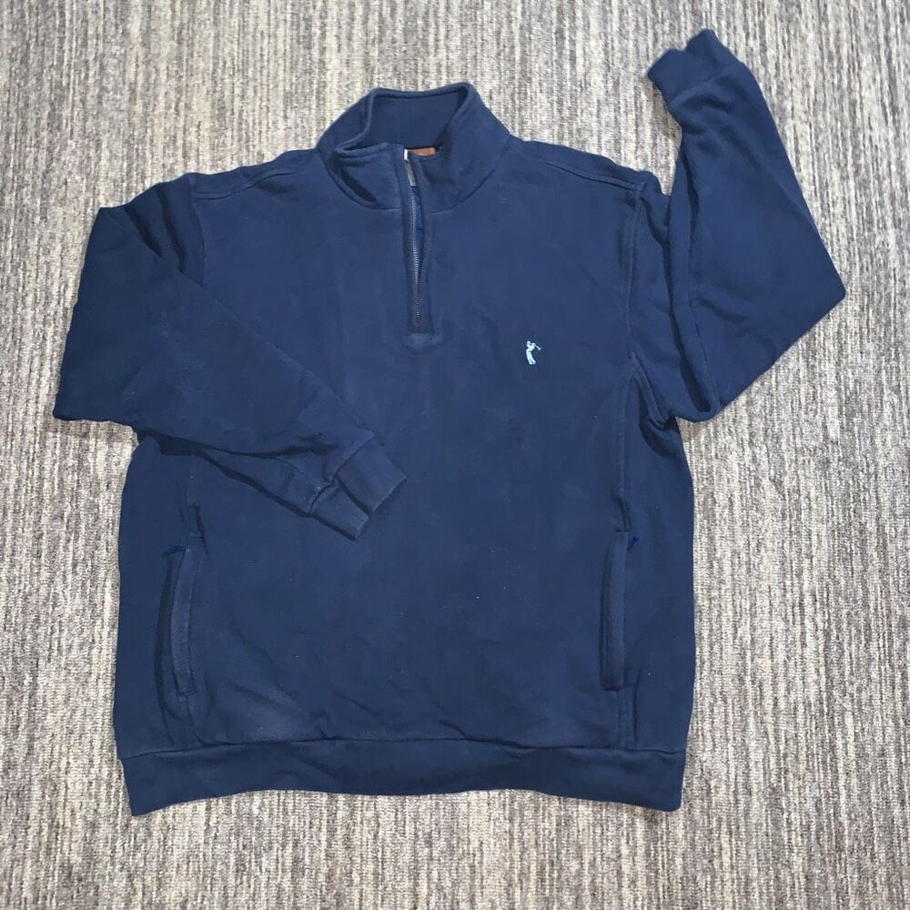 Tasso Elba Golf Men’s Blue 1/4 Zip Pullover Sweater‎ Jacket Collared Pockets L